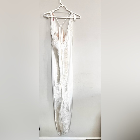 NWOT Cult Gaia Renata Draped Fringe Halter Gown Off White Bridal Wedding Size M - Picture 3 of 9